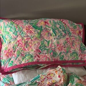 Lilly Pulitzer Pink and Green Floral Kingsize Pillow Sham